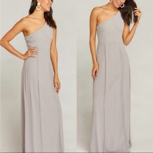 Show me your MuMu Eliza one-shoulder dress in dove grey